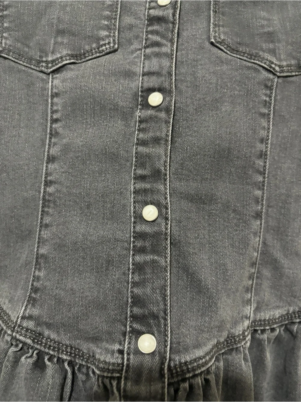 OshKosh B’gosh Girls Black Denim Shirt Dress Size 8/8A Snap Front Long Sleeve